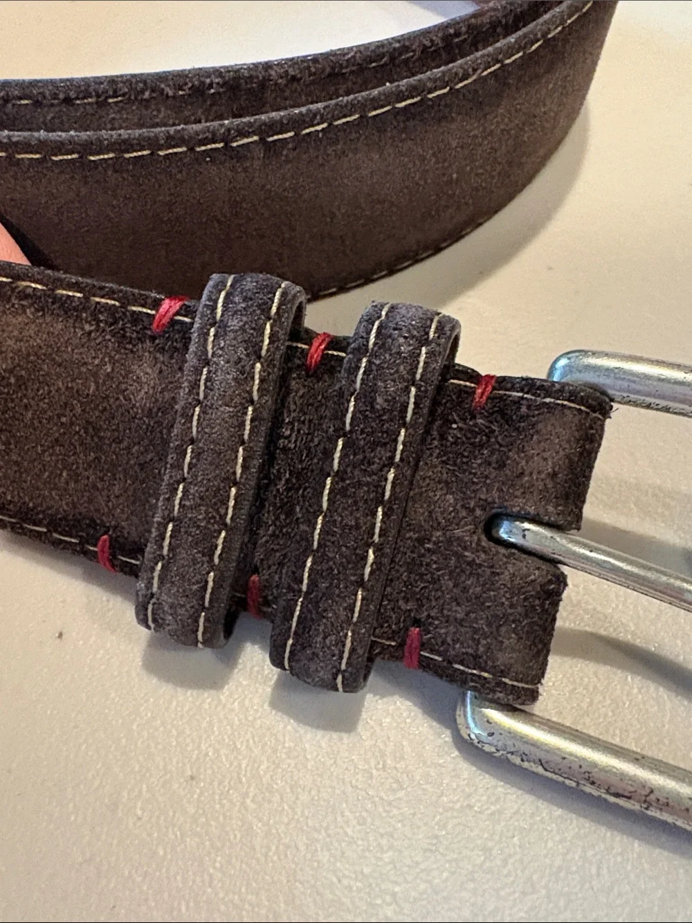 Torino Leather Company - European Sueded Calfskin Belt - Brown. Size 42